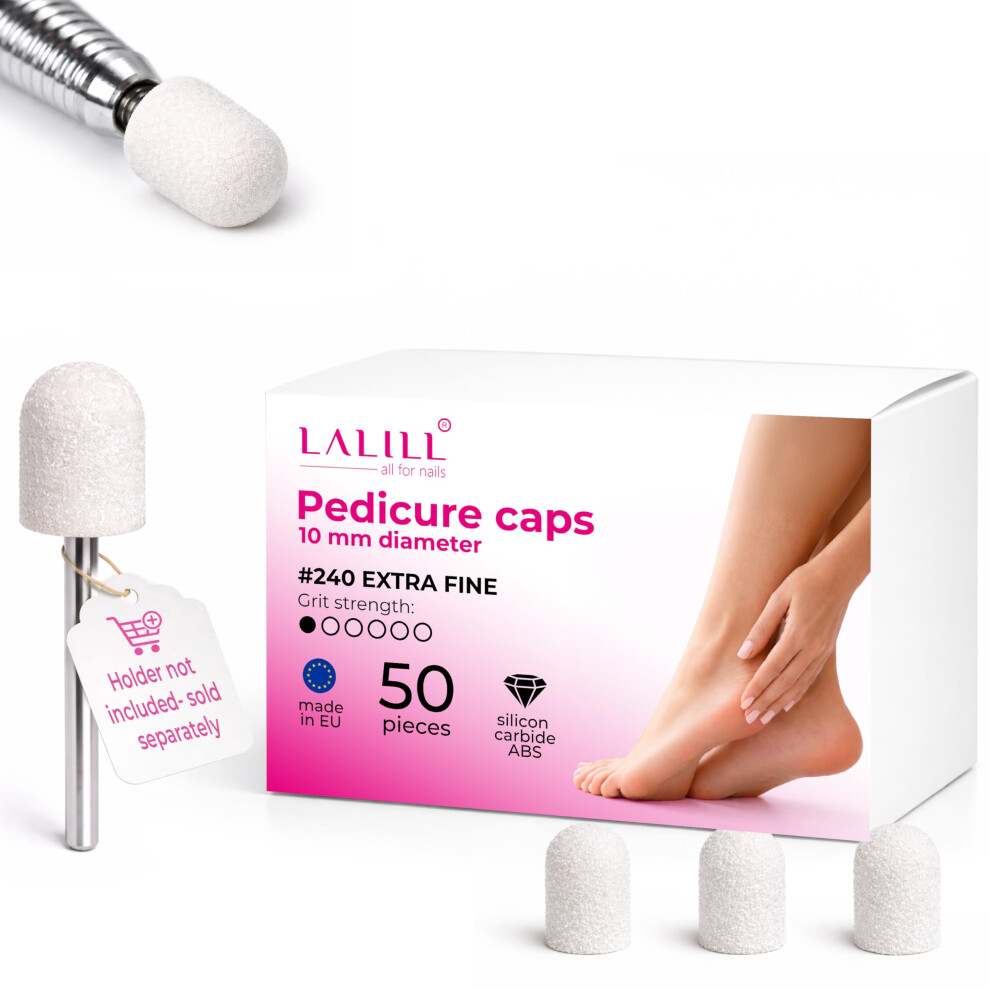 Lalill White Sanding Caps Lux Pack Of 50 - Cutter Caps For Nail Cutters - Manicure, Pedicure & Podiatry - Attachments For Foot Care, Callus Removal