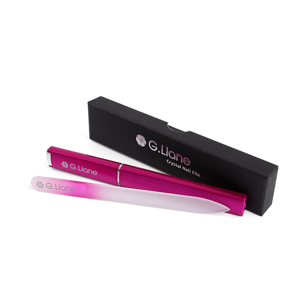 G.liane Crystal Glass Nail File Professional Double Sided Etched Glass Nail Files With Case For Shaping The Natural Nails And Artificial Nail