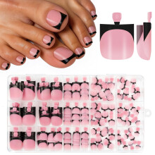 Kiiwah 150pcs French Tip Toe Nails, 15 Sizes Short Sharp Square Toe Nails False, Artificial Stick on Toenails, Full Cover Fake Toe Nails