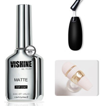 Vishine Matte Gel Top Coat for Gel Nail Polish, 16ml Powder-Resist Matte Finish for Detail Chrome Powder Painting Long Lasting UV Gel Nail Art DIY