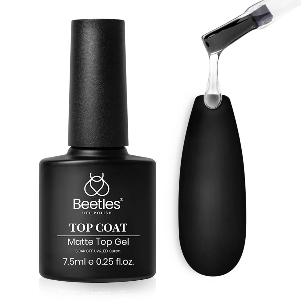 Beetles Gel Polish Beetles No Wipe Matte Top Coat Gel Polish - Transparent Finish, 7.5Ml, Soak Off Nail Lamp Art Manicure Salon Diy Kit