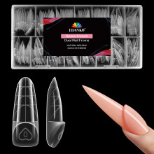 EBANKU 3D Reverse French Dual Form, 150PCS Magic Caps Zone French Nail Dual Form Nail Mold Nail Extension Tool for Home Salon Nail Manicure(Almond B)