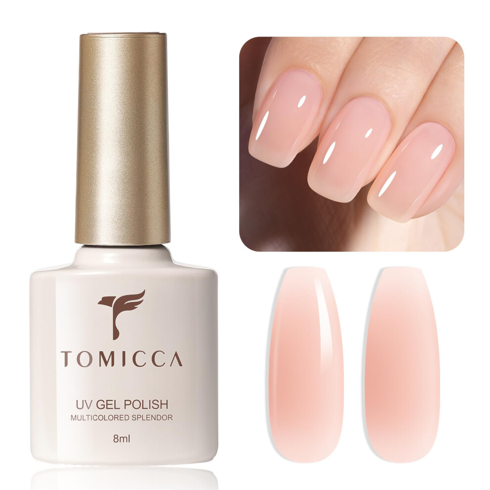 Tomicca Pink Gel Nail Polish, Jelly Nude Gel Nail Polish, Soak Off Uv Led Neutral Translucent Nude Gel Nail Varnish Nail Art Manicure Salon Diy, 8Ml