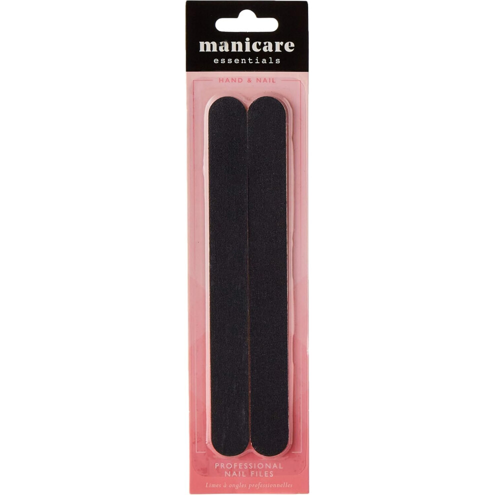 Manicare Professional Nail Files, Pack Of 2 Double Sided Emery Boards, 100/180 Medium Grit For Natural, False, Artificial And Gel Nails