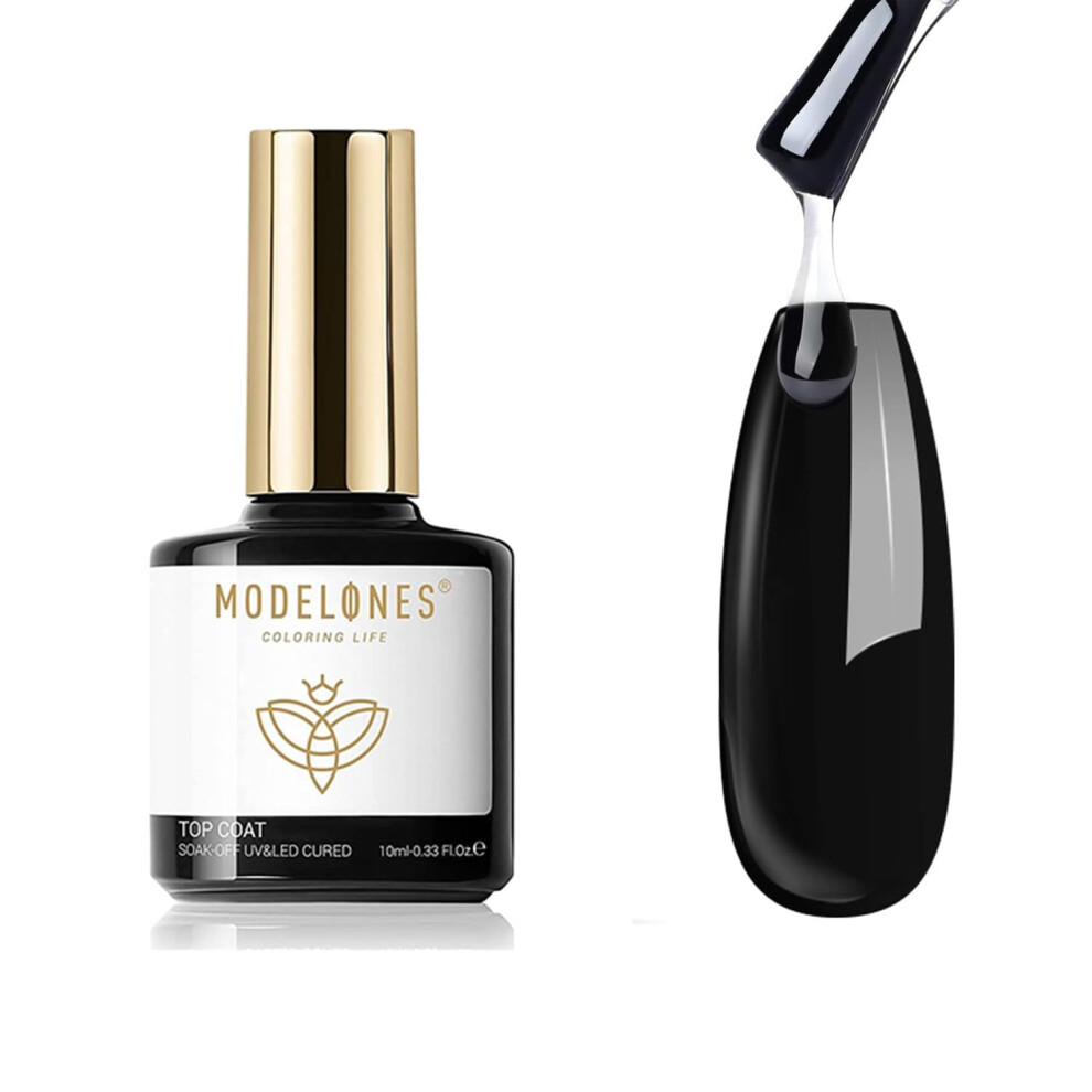 Modelones Gel Top Coat- 10Ml No Wipe Top Coat Gel Nail Polish High Gloss Shine Finish Long Lasting Home Manicure With Gift Box