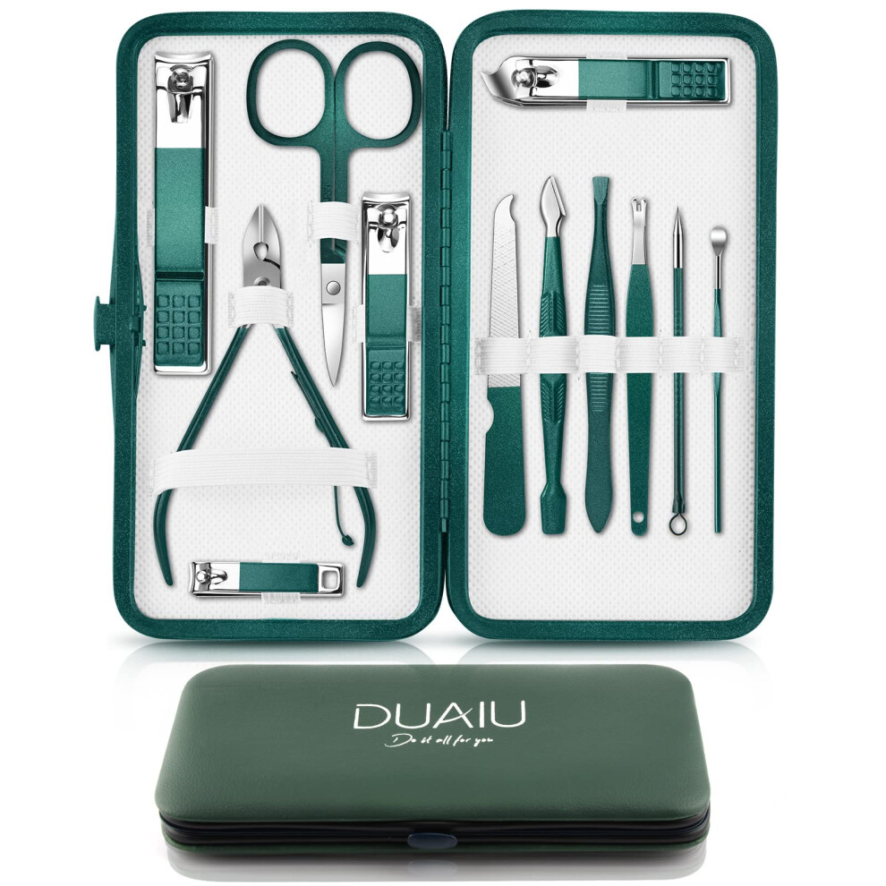 Duaiu Nail Clippers Manicure Set 12Pcs Professional Nail Clipper Set Stainless Steel Pedicure Kit For Men Women Nail Care Tools Grooming Kit With