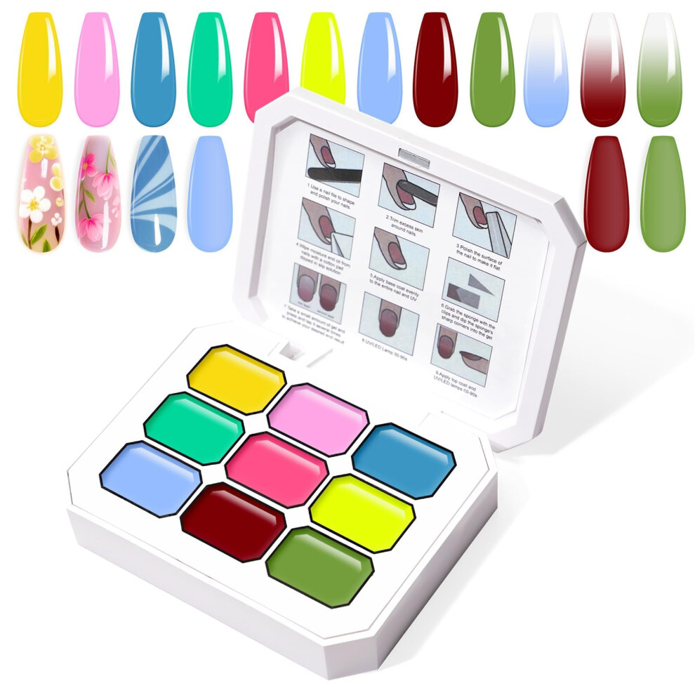 U-Shinein Gradient Painting Gel, 9 Colors Ombre Gel Nail Polish For Ombre Nails Aura Nails, French Manicure Diy Nail Art,Palette A1