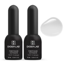 DIDIER LAB Fiber Gel Base Octagon Clear 2x10ml - HEMA and TPO-free Formula- Transparent Strengthening LED UV Nail Base Coat with Fiberglass Particles