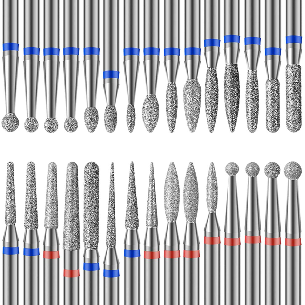 Homeet 30Pcs Diamond Nail Drill Bit Set, 3/32 Inch Tungsten Carbide Drill Bits For Electric Nail Cutter