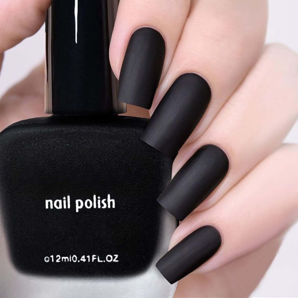 Kkwoter Black Nail Polish, Matte Nail Polish, Quick-Drying, No Need For Uv Curing, Perfect For Women During Winter Or Christmas