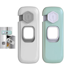 2 Pack Fridge Lock, Fridge Locks for Children Safe, Cupboard Locks Self Adhesive, Suitable for Fridges, Cabinets, Drawers, and Ovens (Green and Grey)
