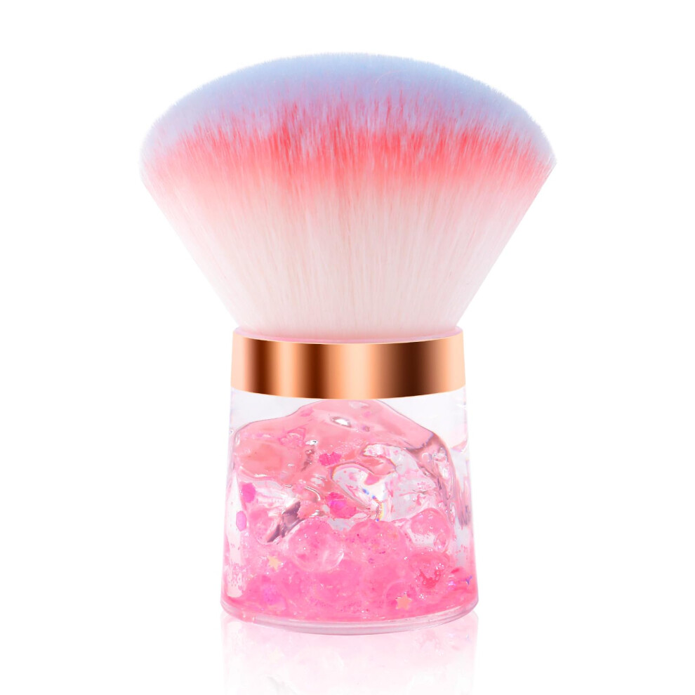 Lootaan Nail Dust Brush, Round Nail Art Dust Powder Remover Brush With Acrylic Handle, Dust Brush For Nails Soft Nail Duster Brush (Round)