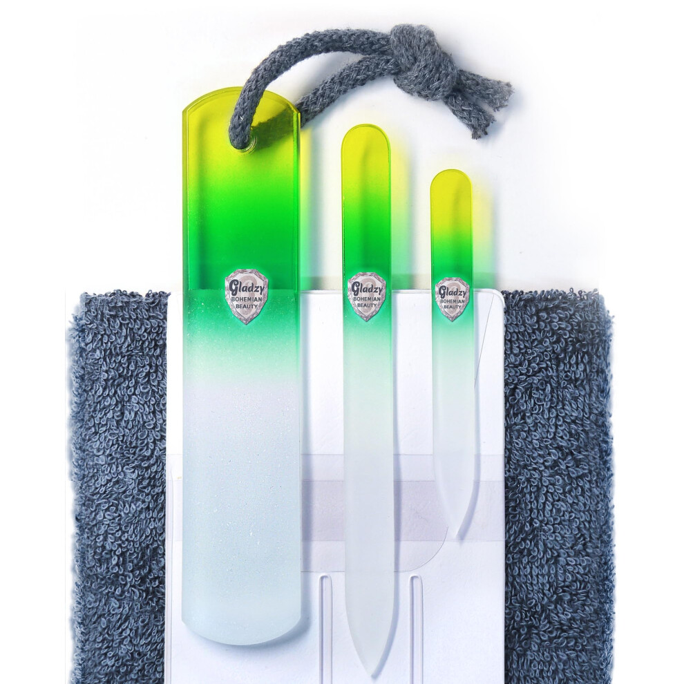Gladzy Glass Nail File Set - Callus Remover Foot Rasp, Double-Sided Etched Different Grit Surface, Manicure & Pedicure, Professional Nail Care