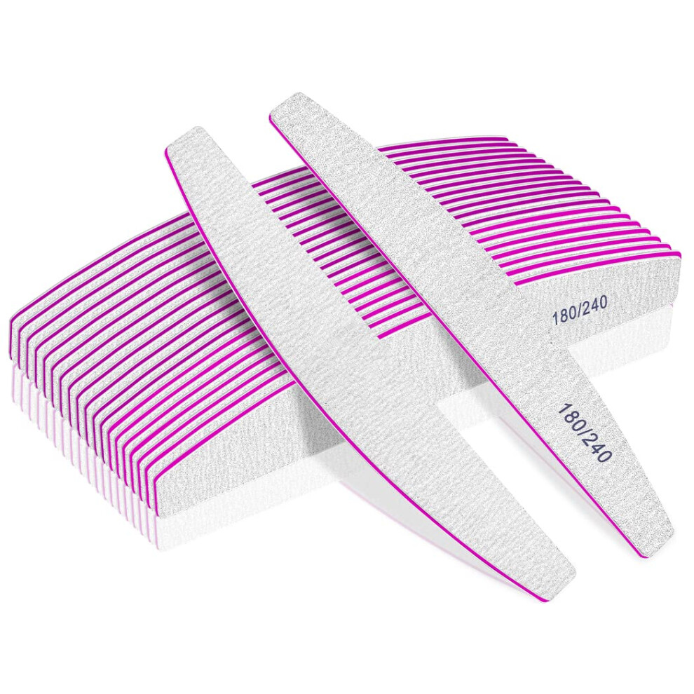 Bleswin Professional Nail Files, Double Sided Emery Board For Nails 180/240 Grit, Coarse Washable Nail Files For Acrylic Nails & Natural Nails