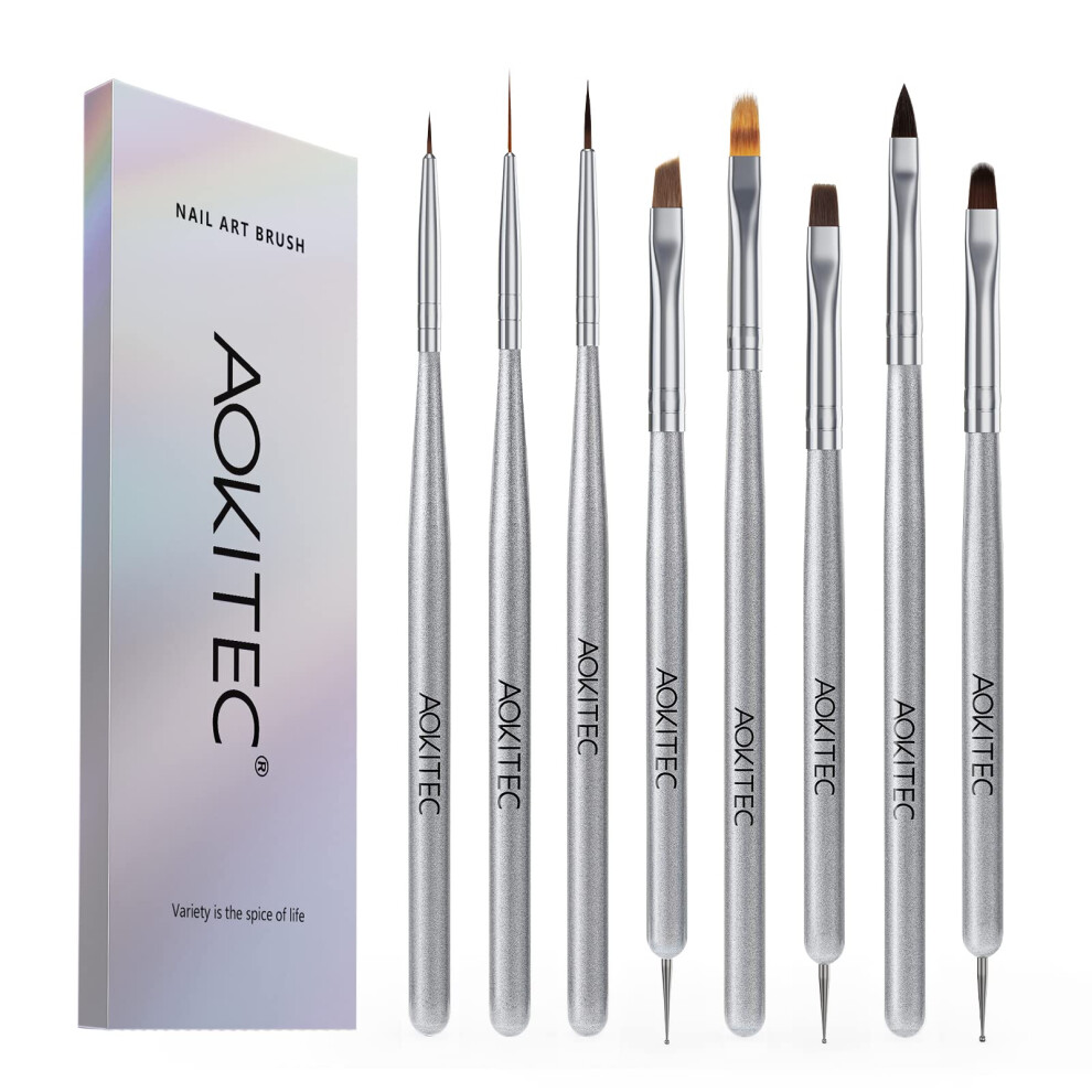 Aokitec Nail Art Brushes Set-8Pcs Nail Art Design Pen Painting Nail Tools For Nail Extension Builder Nail Gel Nail Gel Polish,Nail Brush Dotting Pens