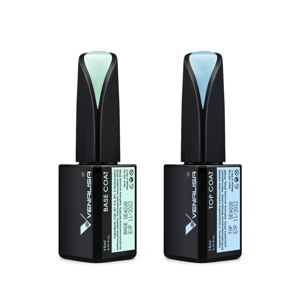 V Venalisa Venalisa Gel Nail Polish 2Pcs 15Ml No Wipe Base Coat And Top Coat Set Clear Nail Polish Gloss Shiny Long Lasting Gel Polish Foundation Set