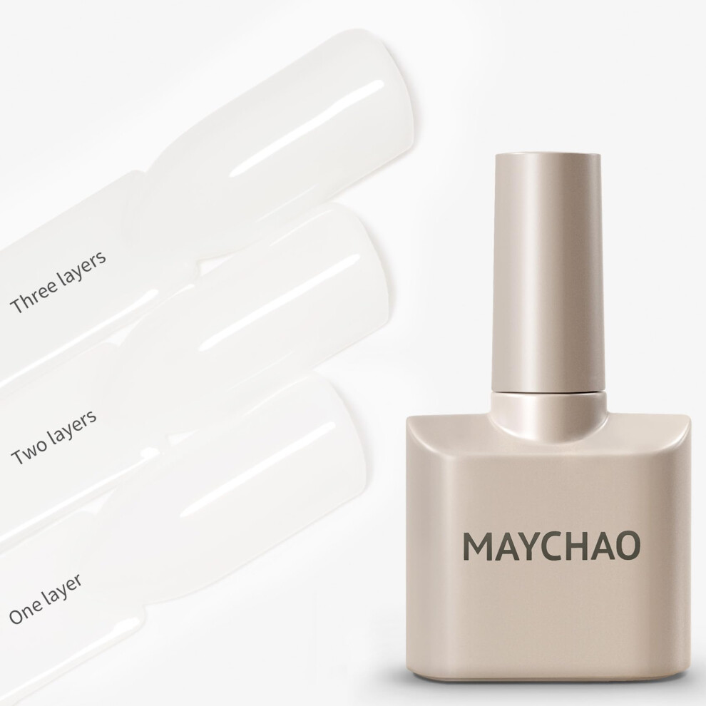Maychao White 15Ml Gel Nail Polish, Milky Jelly Gel Nail Polish Soak Off Uv Led Nail Varnish Nail Art Starter Manicure Salon Diy At Home, 0.5 Oz