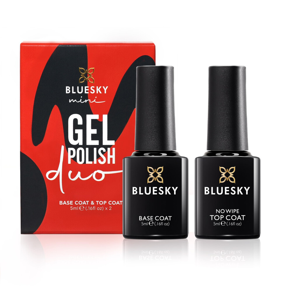 Bluesky Gel Nail Polishes, No Wipe Top Coat And Base Coat, Soak Off Led Uv Gel Nail Polish Set, Long Lasting, Shiny, High Gloss Finish, Clear