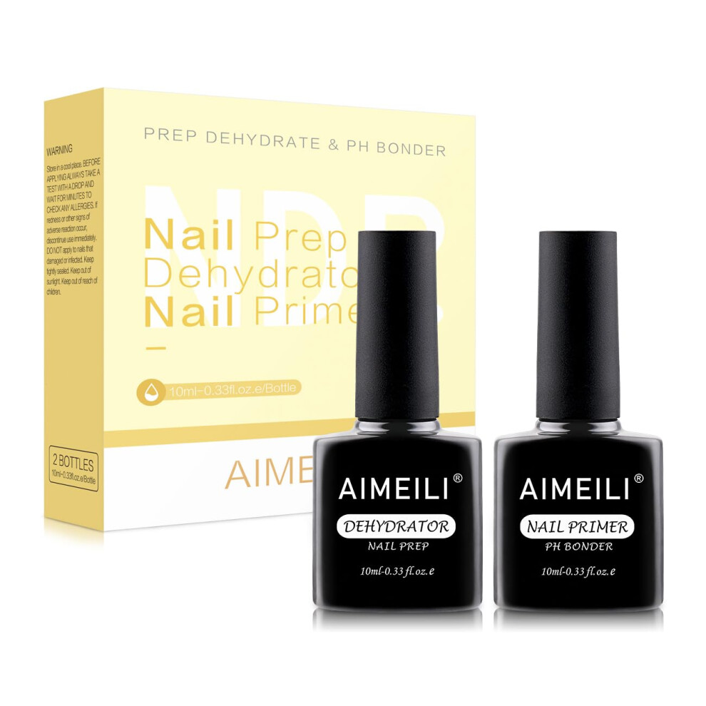 Aimeili Natural Nail Prep Dehydrator & Bond Primer - Acid Free, Fast Air Dry Superior Bonding For Gel Polish And Acrylic Powder - Protein Bonding