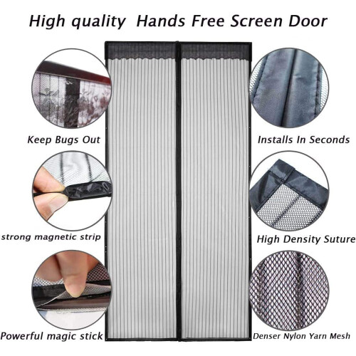YRH Magnetic Fly Screen Door (100x210cm, Black) 2