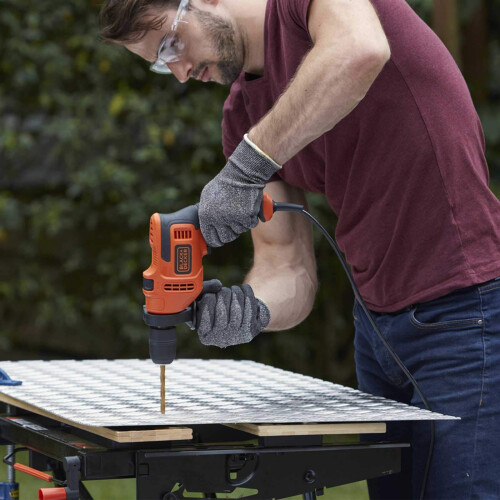 BLACKDECKER 500 W Hammer Drill Power Tool with Side Handle BEH200GB  A 2