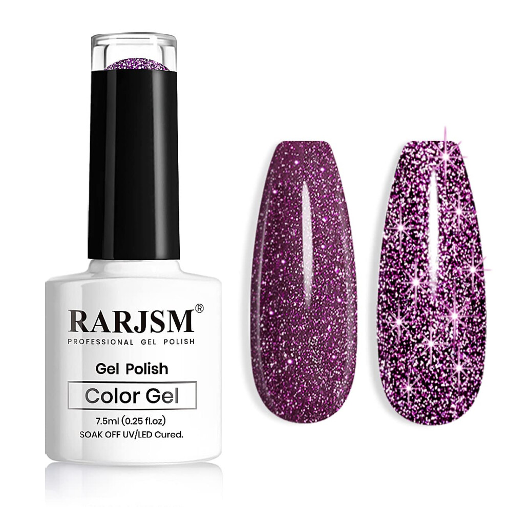 Rarjsm Dark/Purple Diamond Gel Nail Polish, Reflective Glitter Gelpolish,Sparkle Shiny Gel Nail Polish For Home Design Glitter Nail Art Uv Led Curing