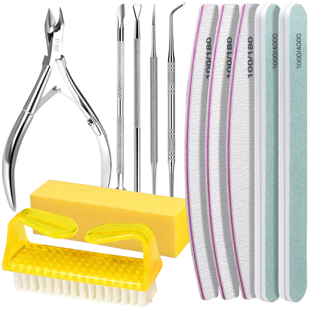 Fandamei 12Pcs Nail Files Set With Cuticle Nipper, Nail File And Buffer Set & Cuticle Pusher Nail Kit