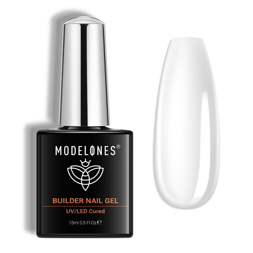 Modelones Gel Nail Polish Builder, 7-In-1 Clear Builder Gel For Strong Nails, Extension Base Rhinestone Tips Glue In A Bottle 15Ml