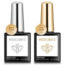 Modelones Gel Nail Polish Top and Base Set, 2x15ml No Wipe Gel Top Coat and Base Coat Gel Polish Kit