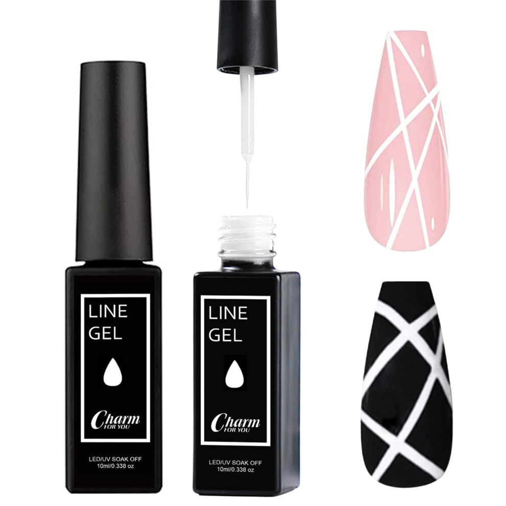 Maggidea Gel Nail Polish Liner White Gel Polish 10Ml Nail Liner Painted Polish Thin Brush For French Tip Manicure Art Soak Off Uv/Led For Painting Drawing