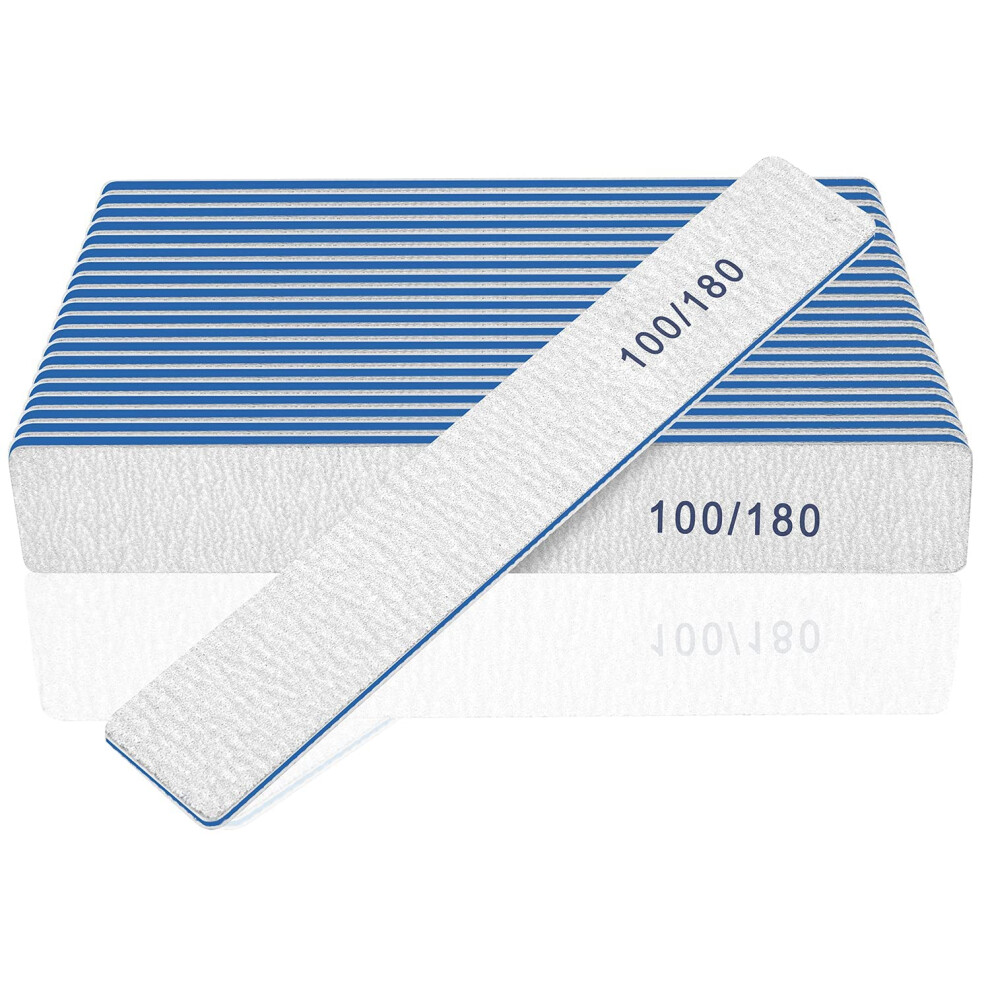 Bleswin 12Pcs Nail Files - 100/180 Grit Double Sided Nail Files For Acrylic & Gel Nails