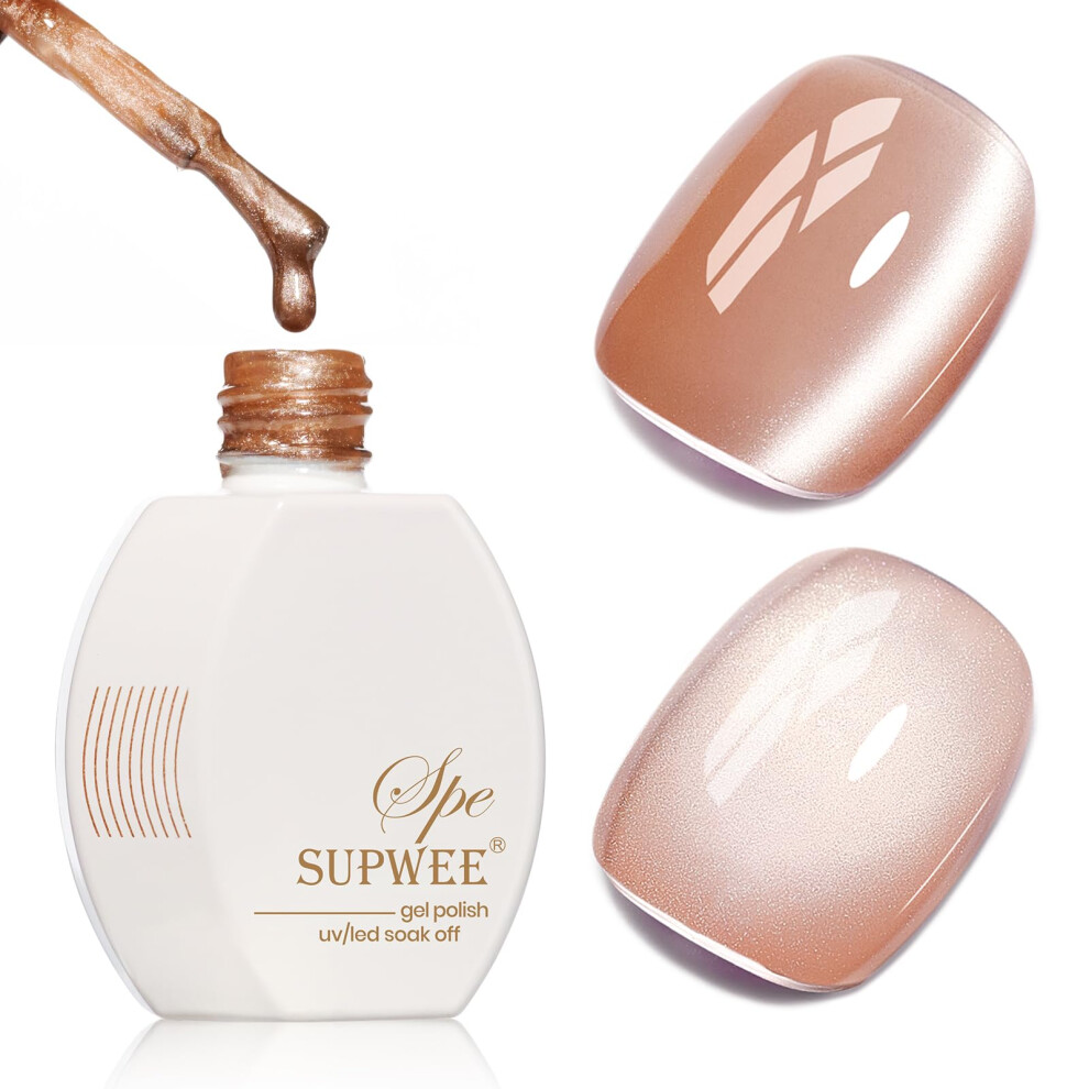 Supwee 15Ml Cat Eye Gel Nail Polish, Magnetic Gel Polish With Magnet 1Pc Moonlight Cat Eyel Effect Holographic Glitter Magnetic Nail Varnish Soak Off