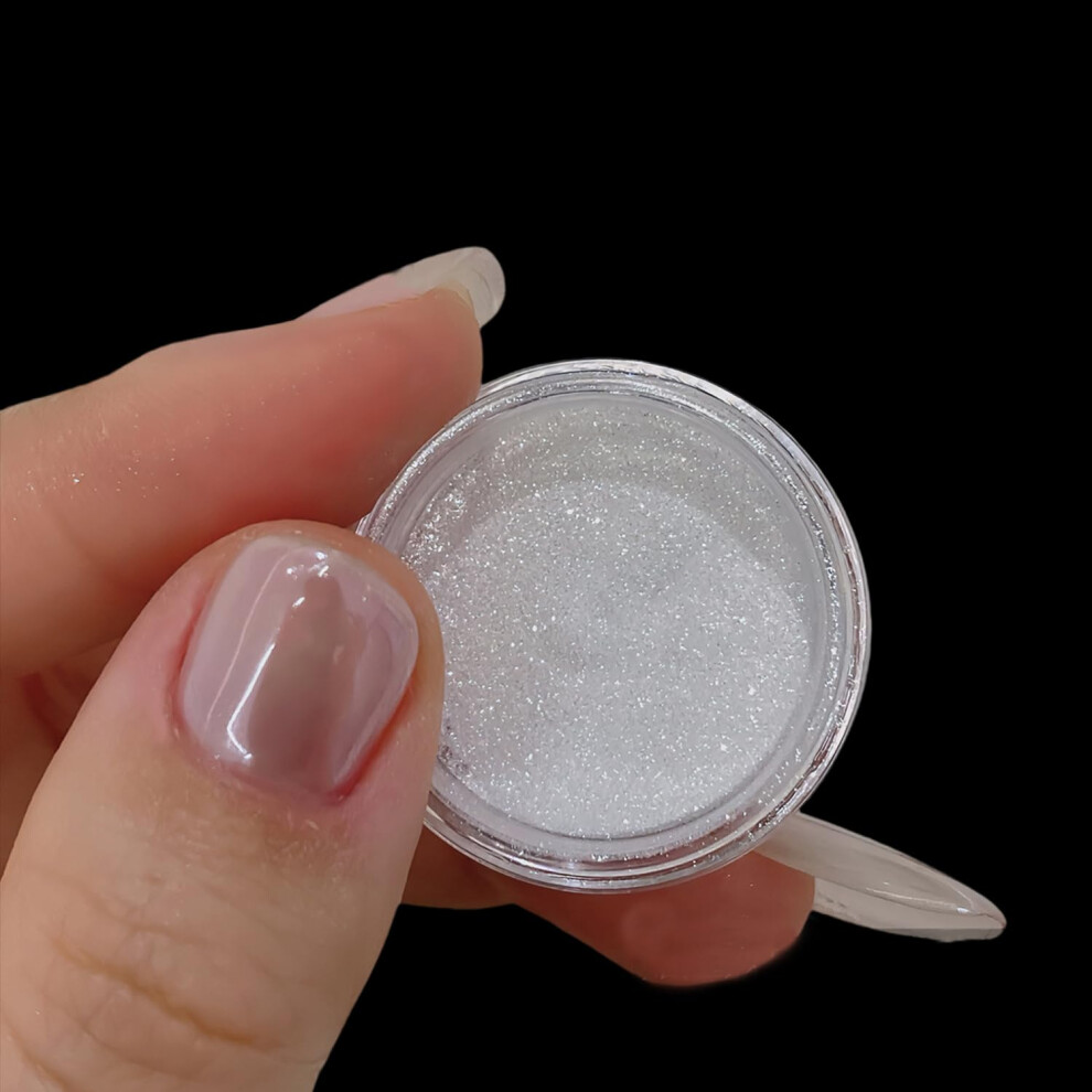 Gzmayuen White Clear Pearl Chrome Nail Powder 2 Boxes Transparent Ice Shimmer Chrome Pigment Powder For Nails Nail Art Manicure Decoration