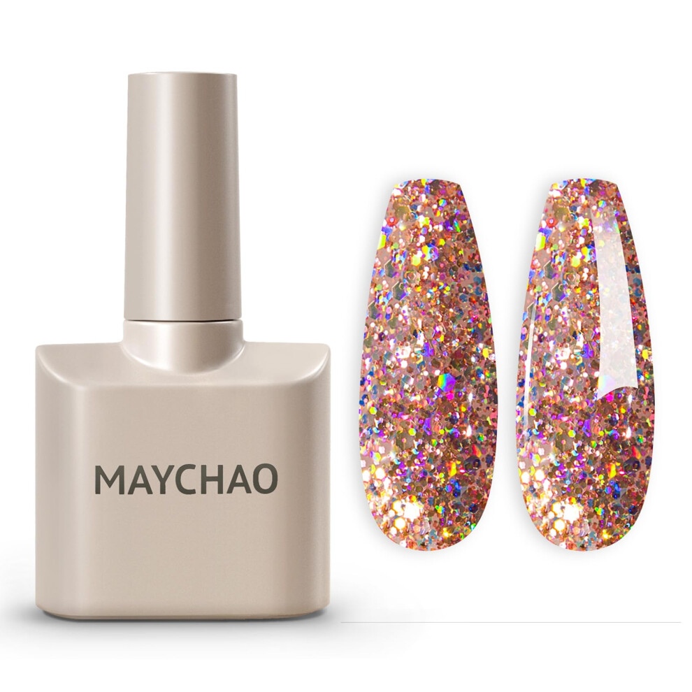 Maychao Gel Nail Polish, 15Ml Princess Glitter Gel Polish, Soak Off Uv Led Nail Varnish Nail Art Starter Manicure Salon Diy At Home, 0.5 Oz