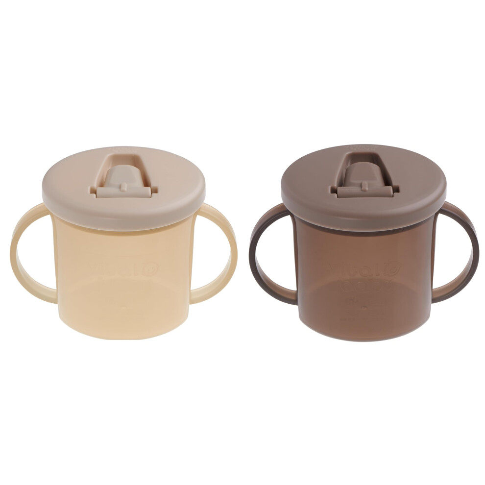 Hydrate Free Flow Cup 200Ml, First Sippy Cup 4M+, Flip-Down Spout, Earthsmart Biodegradable, Easy-Grip & Dishwasher Safe, Bpa-Free, 2 Pack Vital Baby