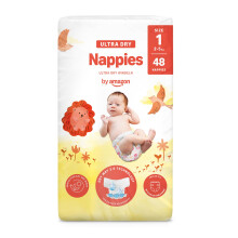 By Amazon - 48 Ultra Dry Nappies - Size 1 (2-5 kg) (Previously a Mama Bear brand, same product)