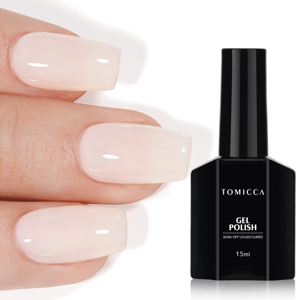 Tomicca White Gel Nail Polish In Rice (15Ml) - Soak Off Uv Gel, Long Lasting & Natural Looking, For Manicure & Nail Art Diy At Home