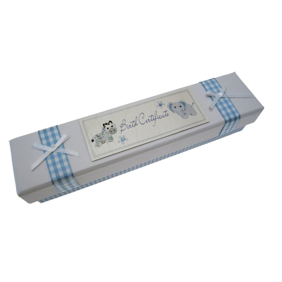 Cotton Cards Baby's Birth Certificate Holder (Blue) (Pack Of 2) White/Blue White Cotton Cards