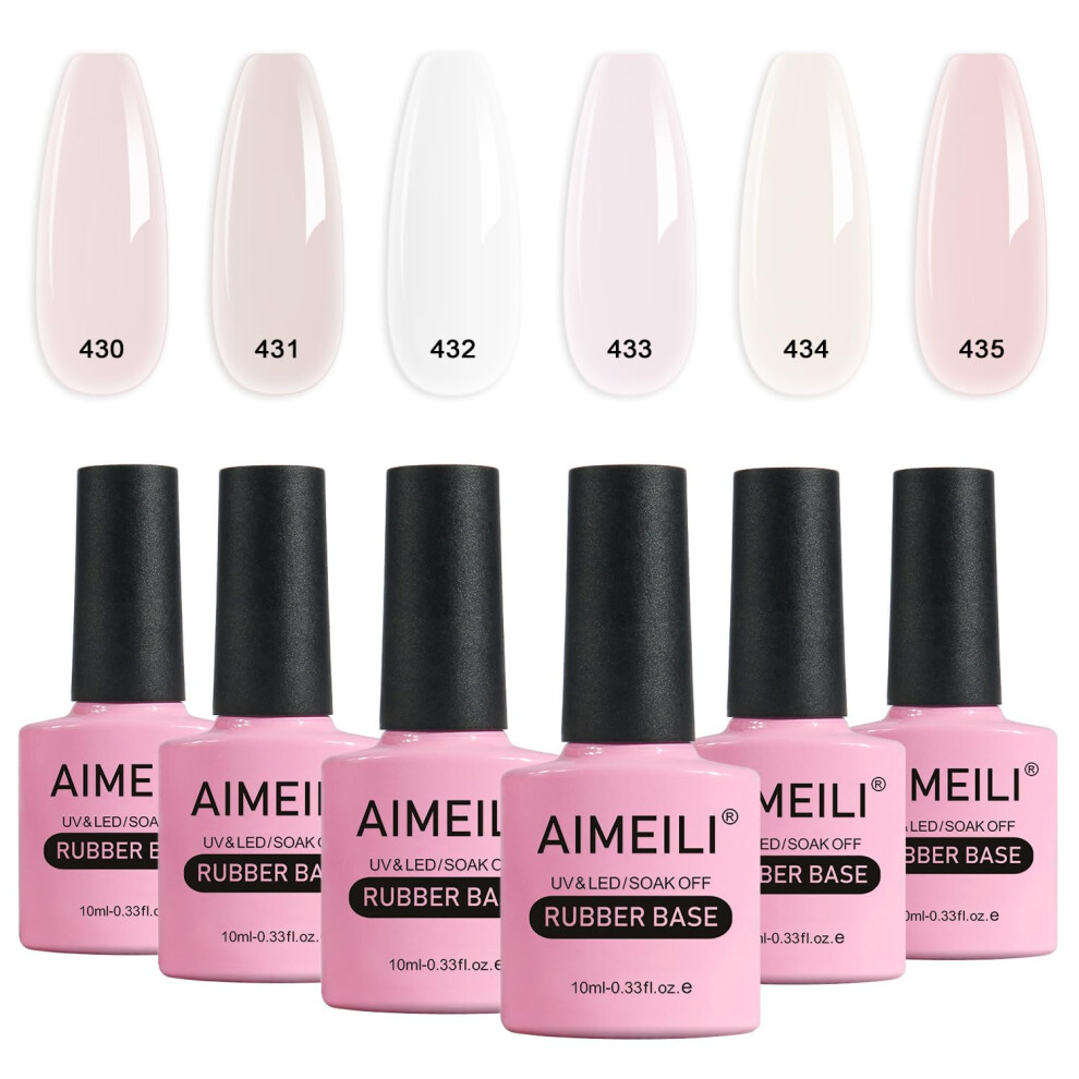 Aimeili Rubber Base Gel For Nails, Sheer Color Gel Nail Polish Uv Led Soak Off, Elastic Rubber Base Coat Nail Strengthener Nail Rhinestones Glue Gel