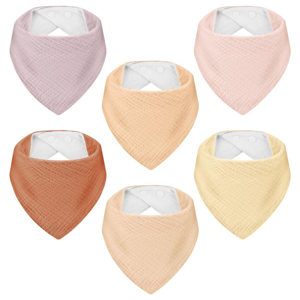 Baby Bandana Dribble Bibs, 6 Pack Cotton Soft And Absorbent Drool Bibs Triangular With Adjustable Snaps, Drool Bib For Teething For Newborns Aoote
