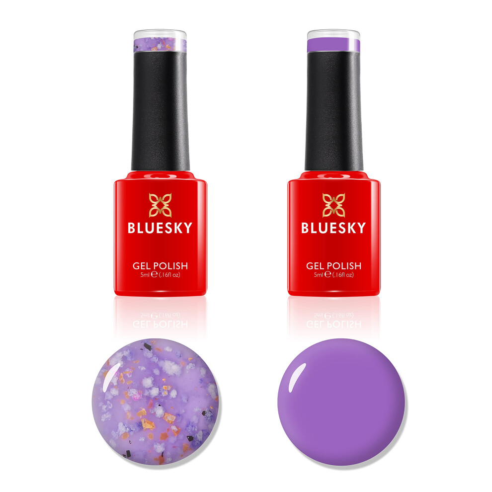 Bluesky Gel Nail Polish Set, Flower Gel Duo, Wisteria Whisper Bfl04 And Blossom. 2 X 5Ml Gel Nail Polishes. Purple, Jelly, Nail Art