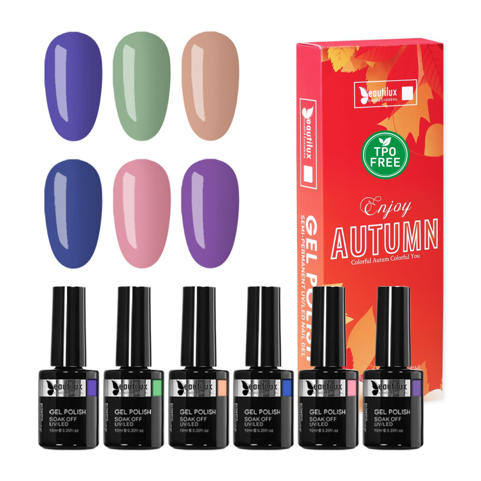 Beautilux Hema&Tpo Free Cat's Eye Nail Gel Polish, Long Lasting Tight Color Soak Off Uv Led Nails Varnish 6X7ml