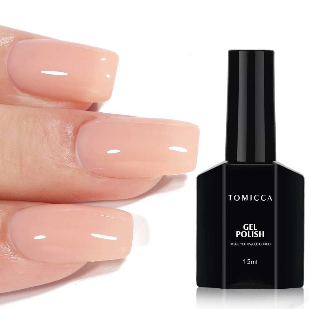 Tomicca Pink/White Gel Nail Polish Translucent Jelly Soak-Off Polish For Home French Manicure 15Ml,