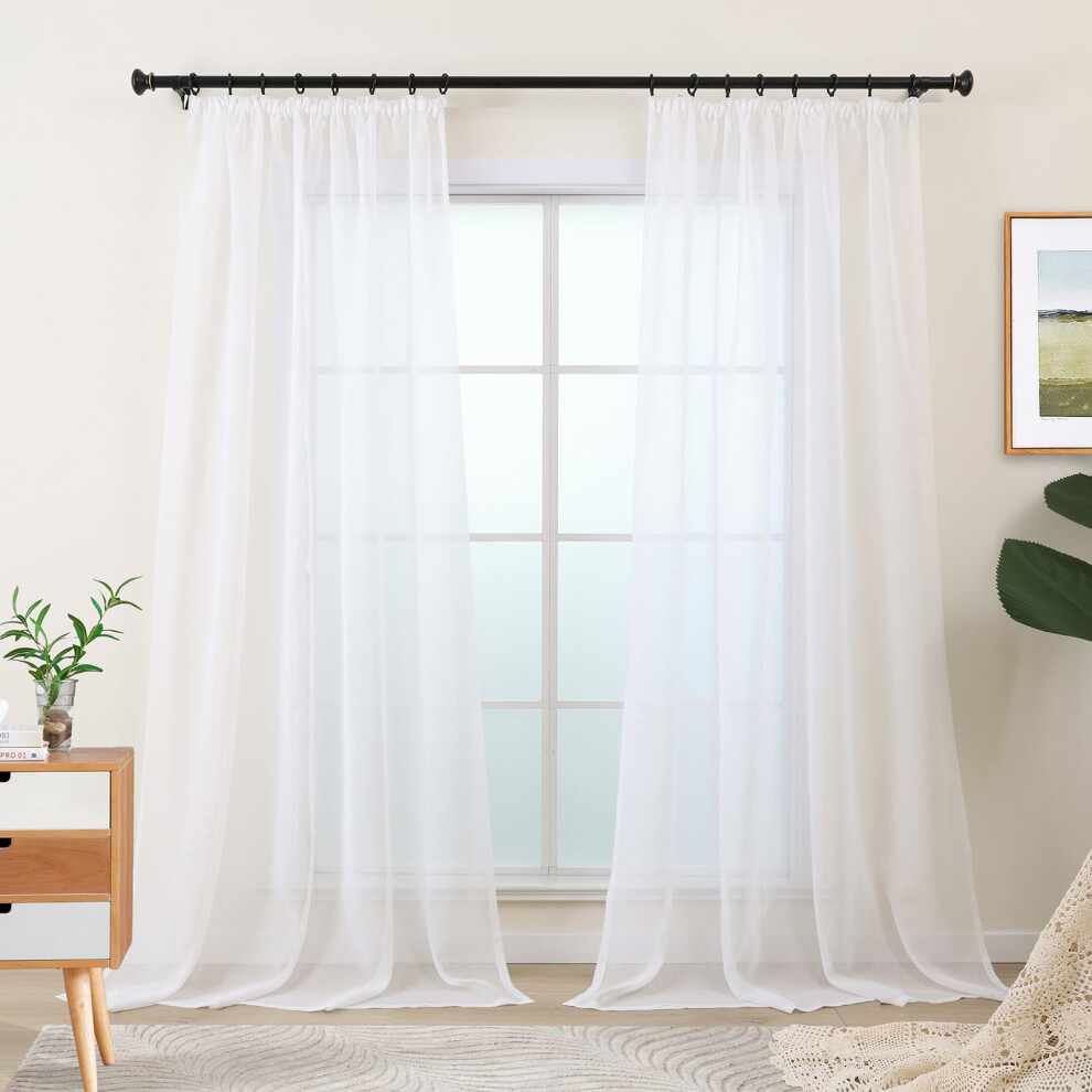 Sheer Curtains For Living Room, Curtains & Drapes For Bedroom Nursery Track System Bay Windows White L.z.e