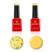 BLUESKY Gel Nail Polish Set, Flower Gel Duo, Sunflower Symphony BFL03 and Bouquet. 2 x 5ml Gel Nail Polishes. Yellow, Jelly, Nail Art