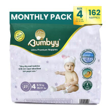 Baby Nappies Size 4 Bumbyy 162 Pack – Ultra-Absorbent Leak-Proof Nappies for Sensitive Skin