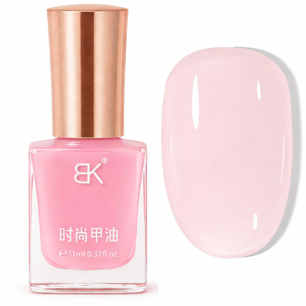 Huaian Pink Jelly Nail Polish - Sheer Translucent Nail Varnish, Milky Glossy Quick Dry Long Lasting Breathable Nail Polish, 60 Seconds Quick Dry