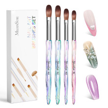 MelodySusie 4Pcs Acrylic Nail Brush Set, Size 8/10/12/14/ Professional Nail Brushes for Acrylic Application Acrylic Powder Nail Extension and 3D Nail