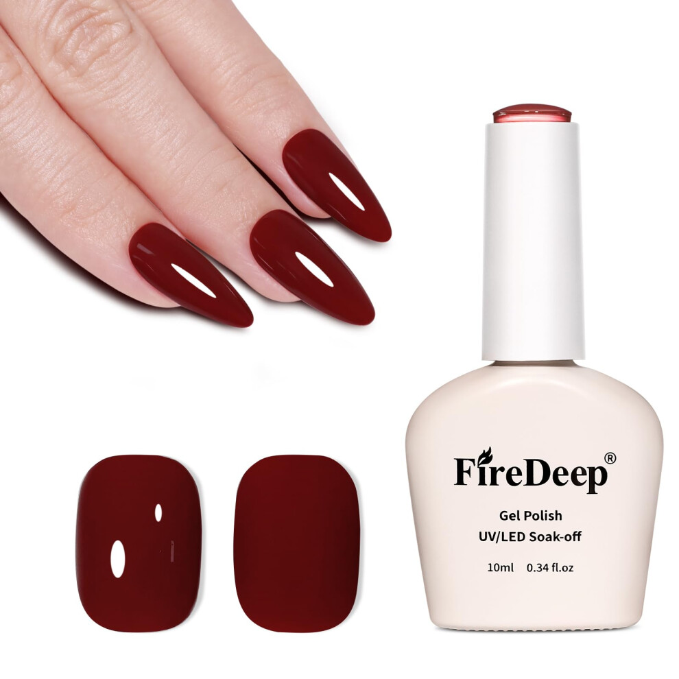 Firedeep 10Ml Hema Free Gel Polish Deep Red Color Gel Nail Polish Soak Off Uv Led Cured Manicure Gift For Women For Art Diy And Salon
