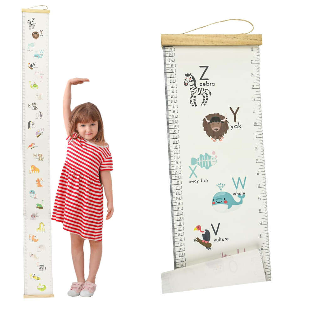 Hanging Measurement Ruler For Kids, Baby Height Growth Chart Nursery Wall Hanging Height Chart Removable Canvas Wood Surplex